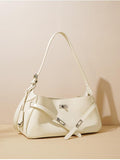White Patent Leather Baguette Bag Women's Shoulder Satchel