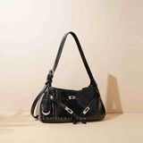 black Patent Leather Baguette Bag Women's Shoulder Satchel