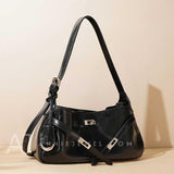 Patent Leather Baguette Bag black Women's Shoulder Satchel Small Hobo Bag