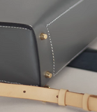 Grey Full Grain Leather 15" Laptop Backpack Bag