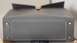 Grey Full Grain Leather 15" Laptop Backpack Bag