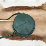 green Round Leather Bag Round Leather Crossbody Bag