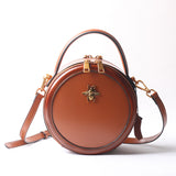Leather Bag Round Leather Handbag Round Leather Crossbody Bag