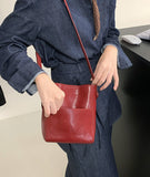 Red Leather Bucket Bag Purse Mini Leather Bucket Bag Crossbody