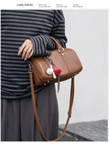 Women's Boston Bag brown Small Leather Boston Bag Leather Bags Boston Handbag