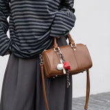 Women's Boston Bag brown Small Leather Boston Bag Leather Bags Boston Handbag