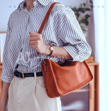 small hobo shoulder bag minimalist hobo bag Brown Leather Hobo Bag