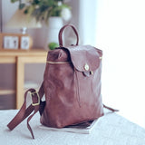 Brown Leather Rucksack Ladies Genuine Leather Backpack Womens Brown
