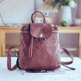 Brown Leather Rucksack Ladies Genuine Leather Backpack Womens Brown