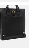 Black Leather Convertible Backpack For Women