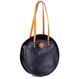 black round purse Round Leather Tote