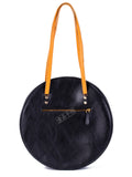 leather circle bag Round Leather Tote