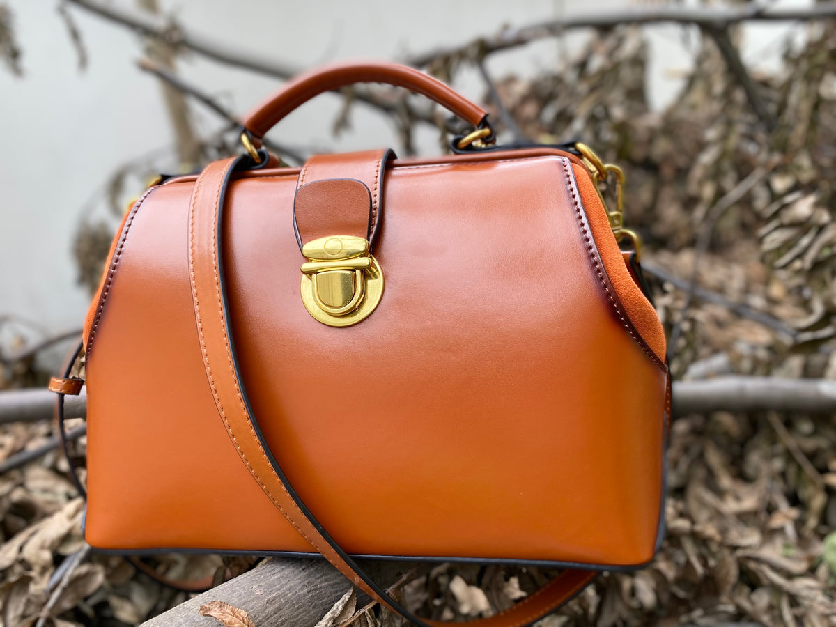 Vintage Leather Doctor Bag Top Handle Leather Doctor Bag With