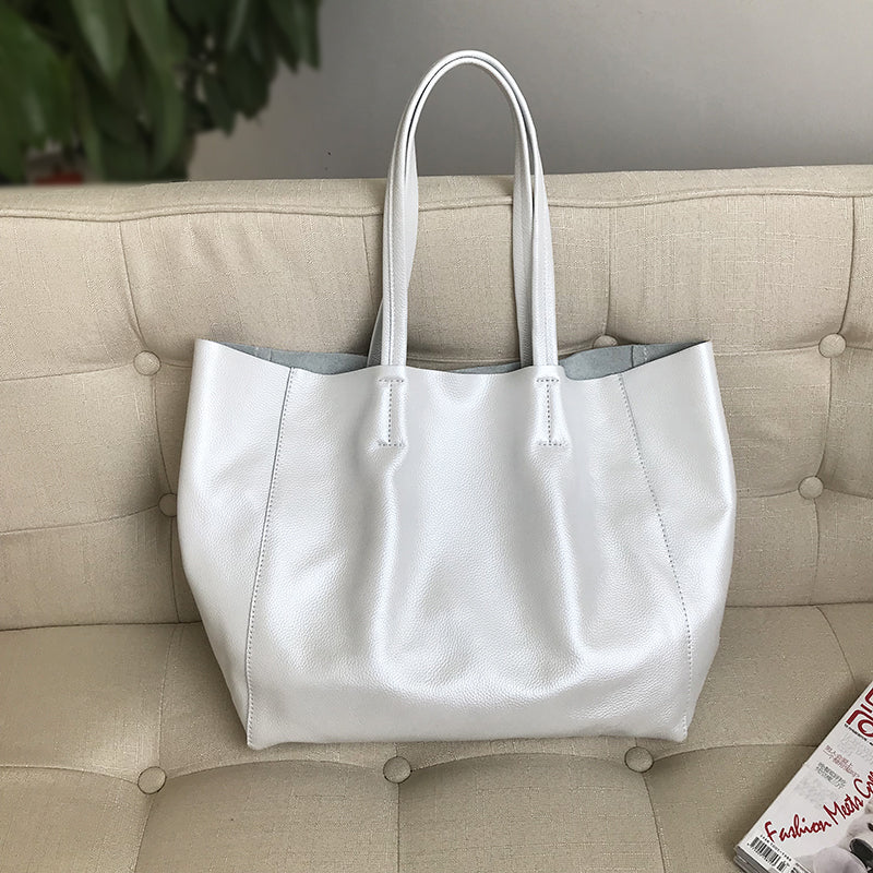 Versatile White Tote Leather Women Handbag Faux main image 0