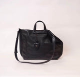 Womens Leather Work Tote Black Leather Work Tote With Laptop Compartment - Annie Jewel