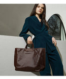 brown Leather Tote Bags For Women With Laptop Compartment Best leather Laptop Bag Women's - Annie Jewel