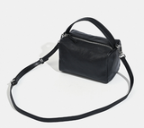 black Mini Leather Cube Bag Small Leather Zipper Crossbody Purse Square Bag For Women - Annie Jewel