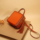 structured satchel brown crossbody bag square womens