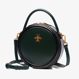 black Round Leather Handbag Round Leather Crossbody Bag