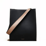 Black Leather Tote Bag Bucket Leather Purse For Women