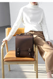brown genuine leather backpack pocketbook for women