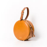 Handmade Round Leather Circle Clutch Purse Bag - Annie Jewel