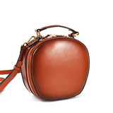 Round Leather Handbag Purse