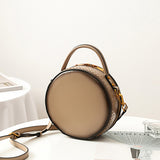 circle leather handbag round leather purse leather round bag