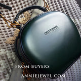 circle leather handbag