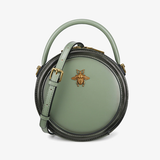 Green round leather crossbody bag leather bag round round leather handbag