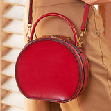 Leather Circle Crossbody Bag Purse - Annie Jewel