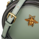 Green Round Leather purse leather round bag circle leather purse round purse leather