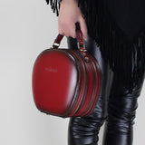 red circle leather purse