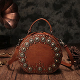 Western Leather Round Bag
