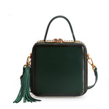 green satchel leather square crossbody bag