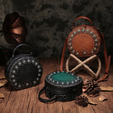 Studded round leather crossbody bag