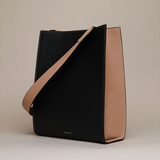Black Leather Tote Bag Bucket Leather Purse For Women