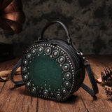 western round leather crossbody bag