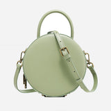 Green leather round bag