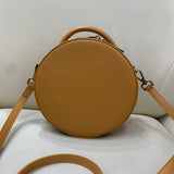 genuine leather bag round