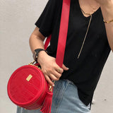 Red Circle Circular Crossbody Bag Purse - Annie Jewel