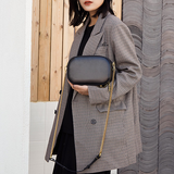 Small Black Round Leather Circle Shoulder Bags - Annie Jewel