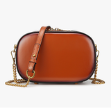 Small Black Round Leather Circle Shoulder Bags - Annie Jewel