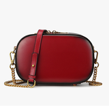 Small Black Round Leather Circle Shoulder Bags - Annie Jewel