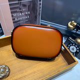 Small Black Round Leather Circle Shoulder Bags - Annie Jewel