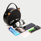 Cute Black Round Leather Crossbody Bags - Annie Jewel