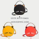 Cute Black Round Leather Crossbody Bags - Annie Jewel