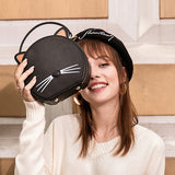 Cute Black Round Leather Crossbody Bags - Annie Jewel