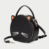 Cute Black Round Leather Crossbody Bags - Annie Jewel