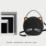 Cute Black Round Leather Crossbody Bags - Annie Jewel